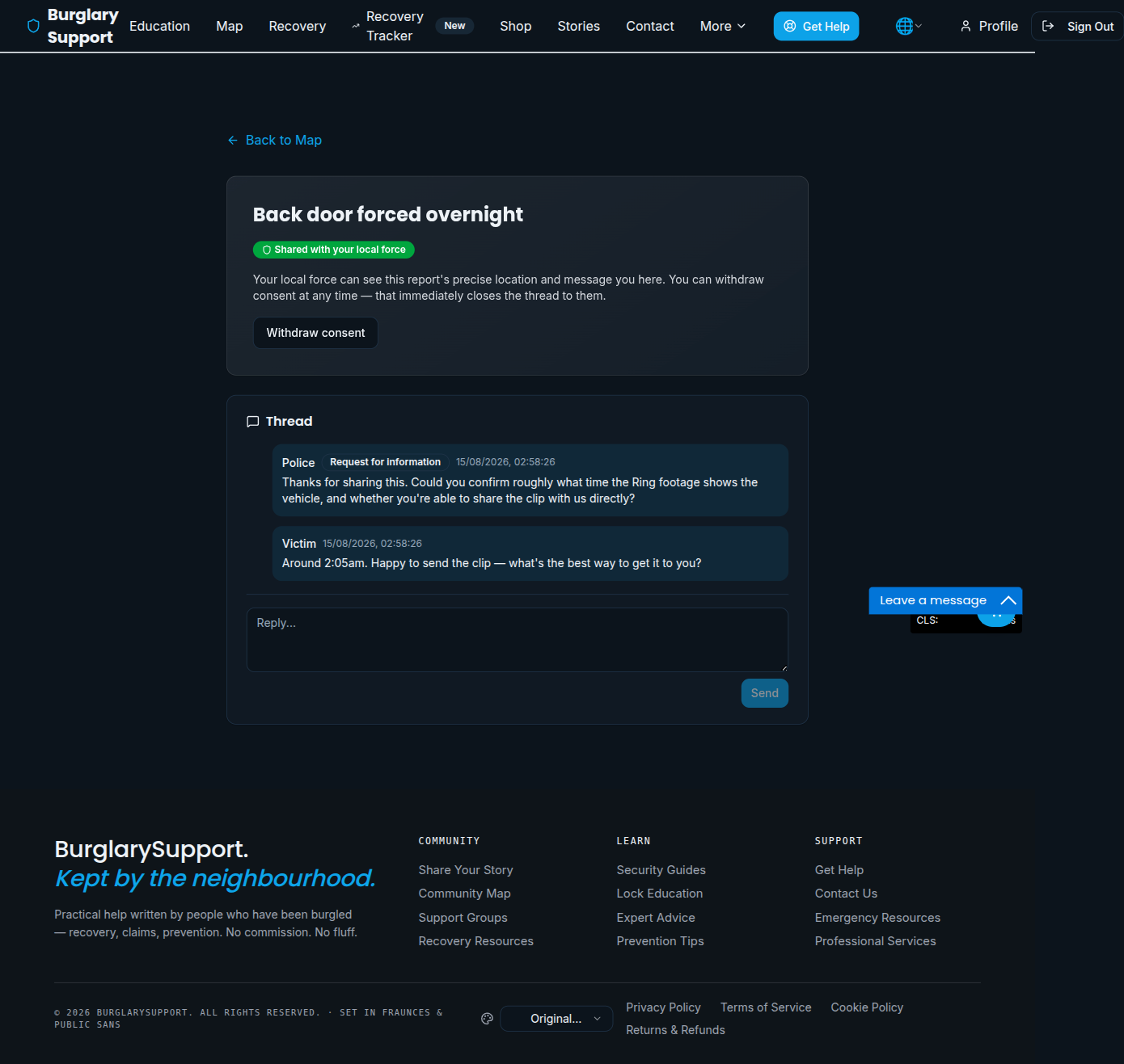 Incident consent and thread view