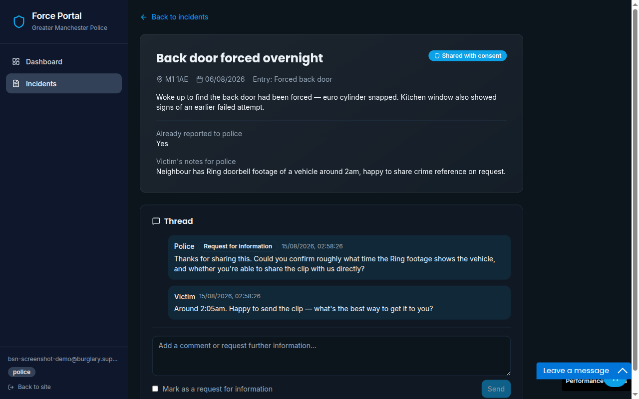 Police portal incident detail