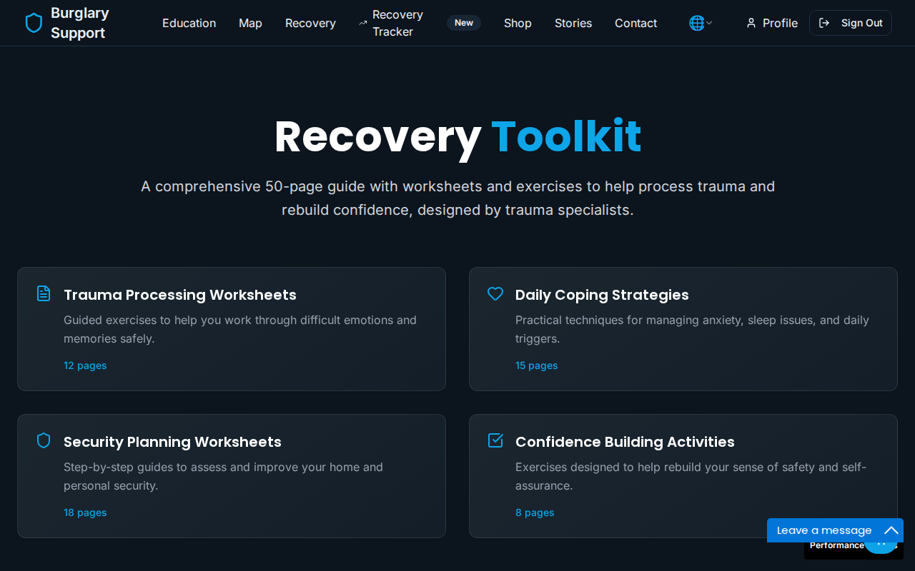 Recovery Toolkit page