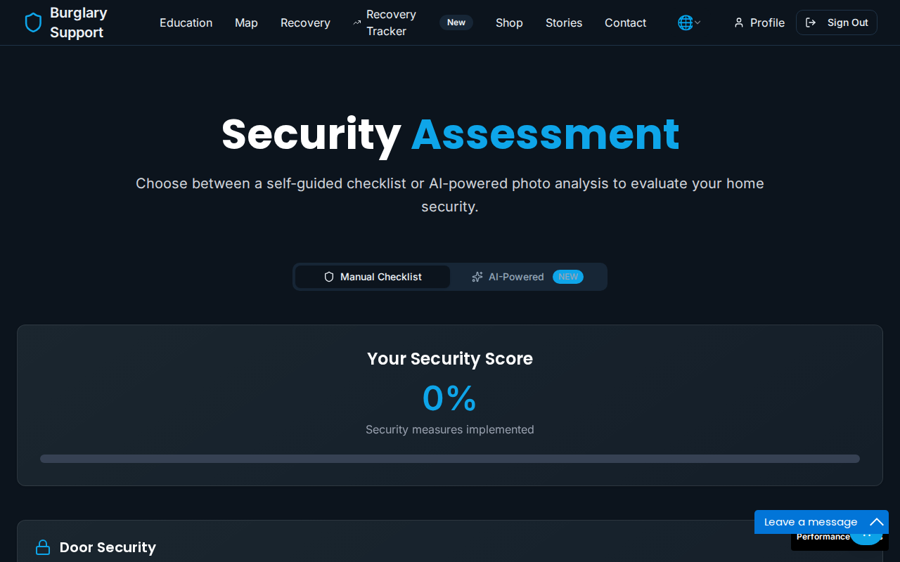 Security Assessment page